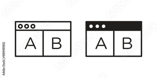 A B test icon, line symbols on white background. EPS10