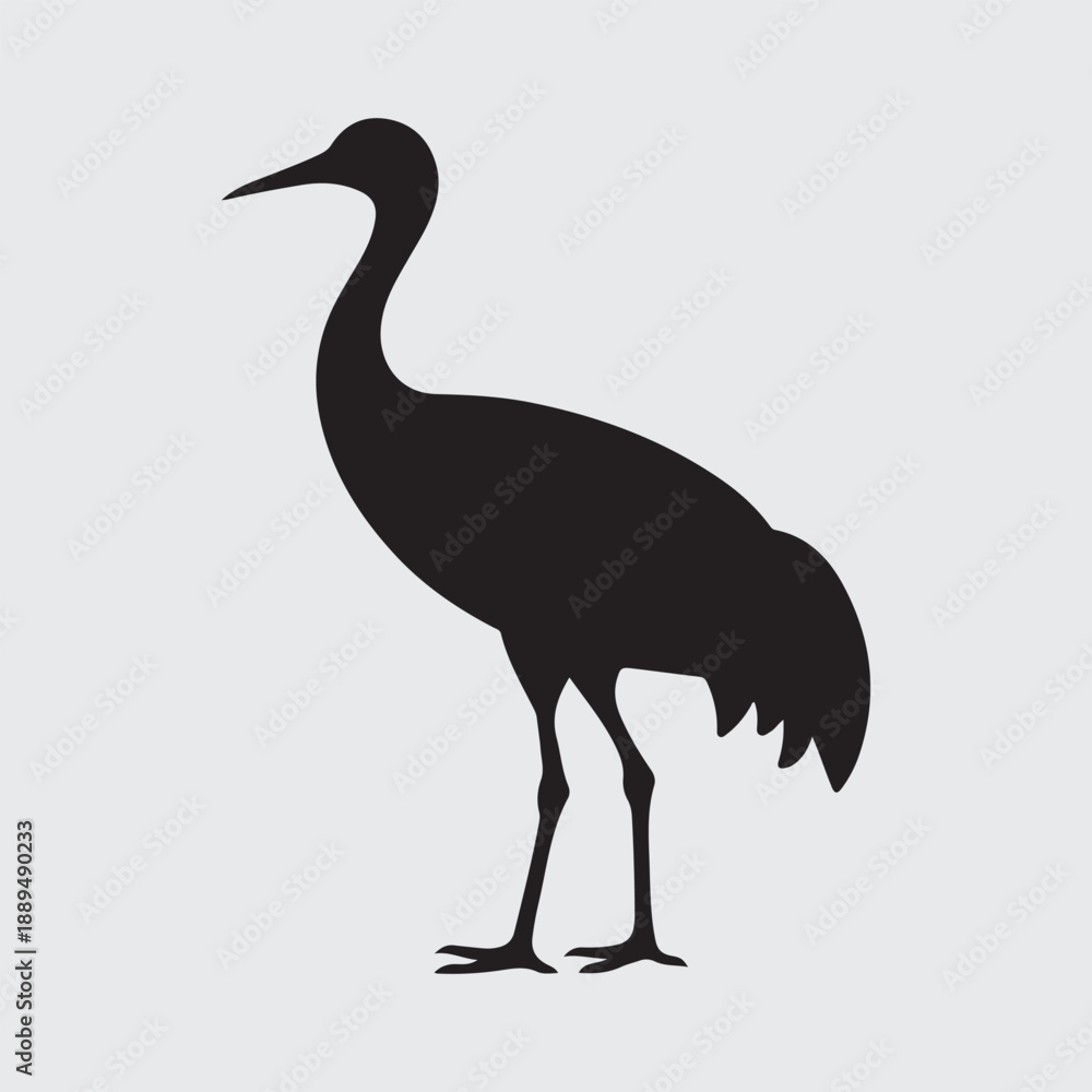 Obraz premium Silhouette of a Crane Bird Standing on One Leg