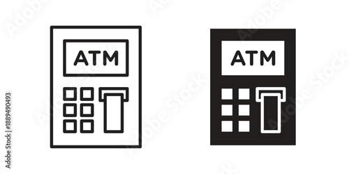 Atm icon, line symbols on white background. EPS10