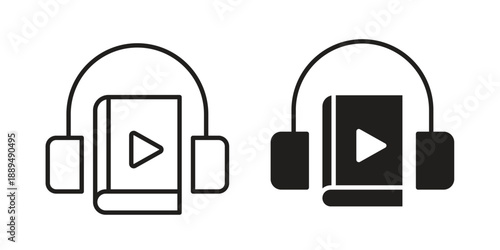 Audiobook icon, line symbols on white background. EPS10