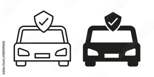 Auto insurance icon, line symbols on white background. EPS10