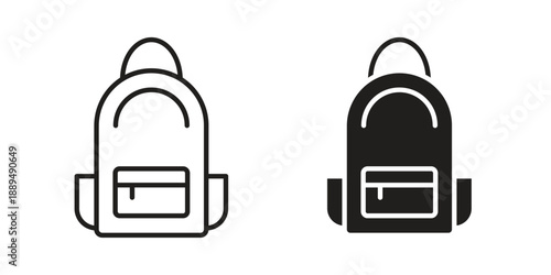 Backpack icon, line symbols on white background. EPS10