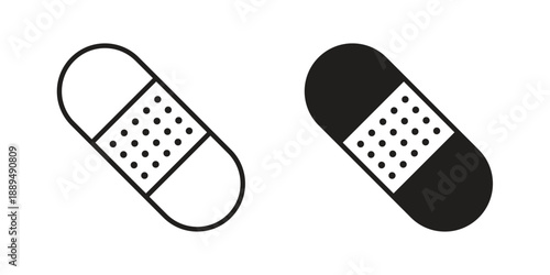 Band aid icon, line symbols on white background. EPS10