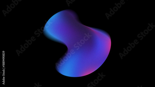 Abstract 3D fluid organic shape with vibrant blue and purple gradient on black background. Modern futuristic liquid blob element for creative graphic design and web.