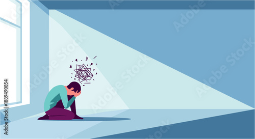 Man sitting alone in empty room with head in hands, representing anxiety and mental health struggles