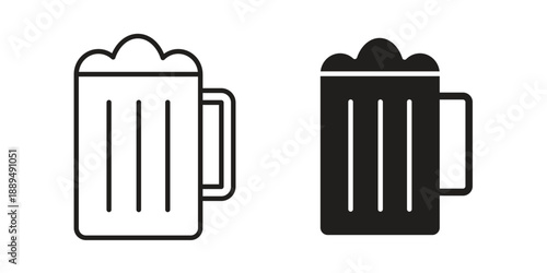 Beer mug icon, line symbols on white background. EPS10