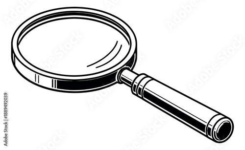 Hand drawn illustration of a magnifying glass depicting search and discovery for investigation