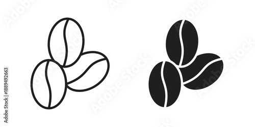Coffee Bean icon, line symbols on white background. EPS10