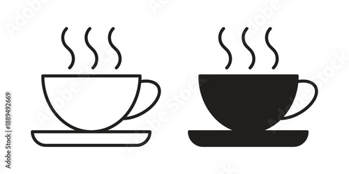 coffee cup icon, line symbols on white background. EPS10