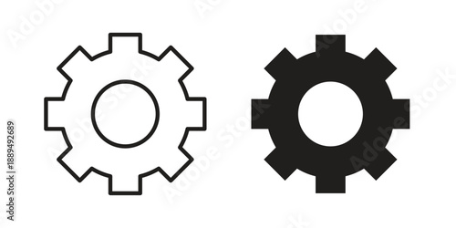 Cogwheel icon, line symbols on white background. EPS10