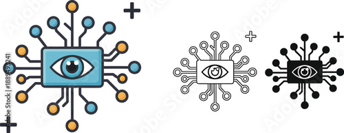 A futuristic illustration of an eye surrounded by circuit board elements