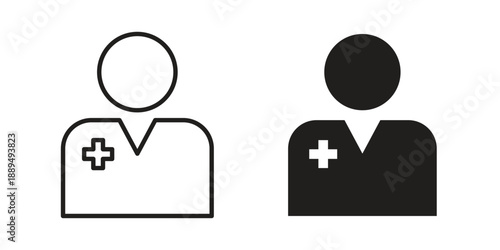 Doctor icon, line symbols on white background. EPS10