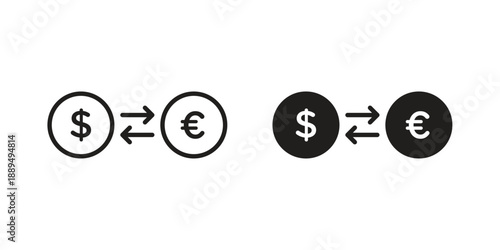 Exchange rate icon, line symbols on white background. EPS10