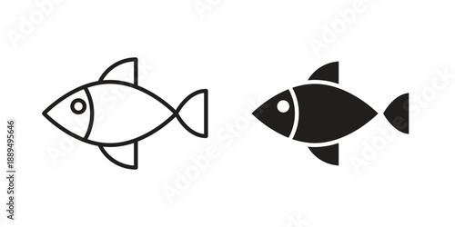 Fish icon, line symbols on white background. EPS10