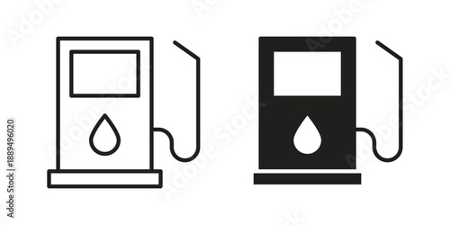 Gas station icon, line symbols on white background. EPS10