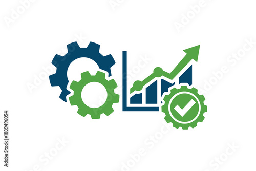 Business growth and process optimization concept - Productivity gear icon with rising financial graph
