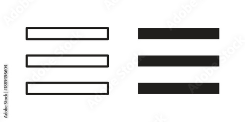 Hamburger menu icon, line symbols on white background. EPS10