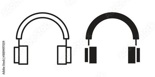 Headphone icon, line symbols on white background. EPS10