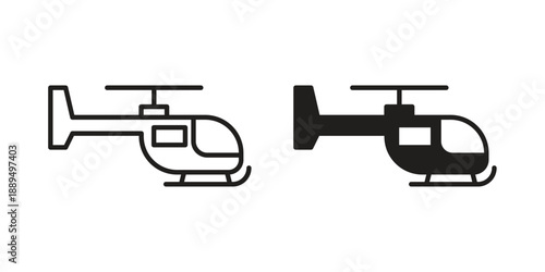 Helicopter icon, line symbols on white background. EPS10