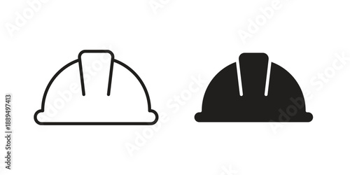 Helmet icon, line symbols on white background. EPS10