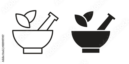 Herbal medicine icon, line symbols on white background. EPS10