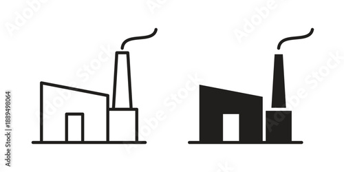 Industrial factory icon, line symbols on white background. EPS10