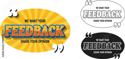 A colorful collection of feedback stickers on a white background