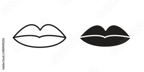 Lips icon, line symbols on white background. EPS10