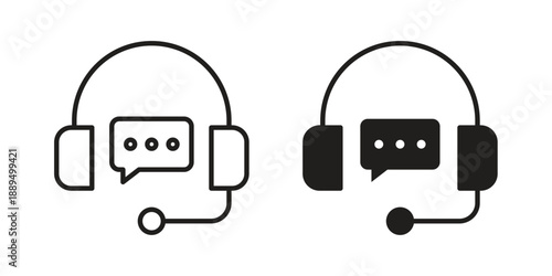 Live chat icon, line symbols on white background. EPS10