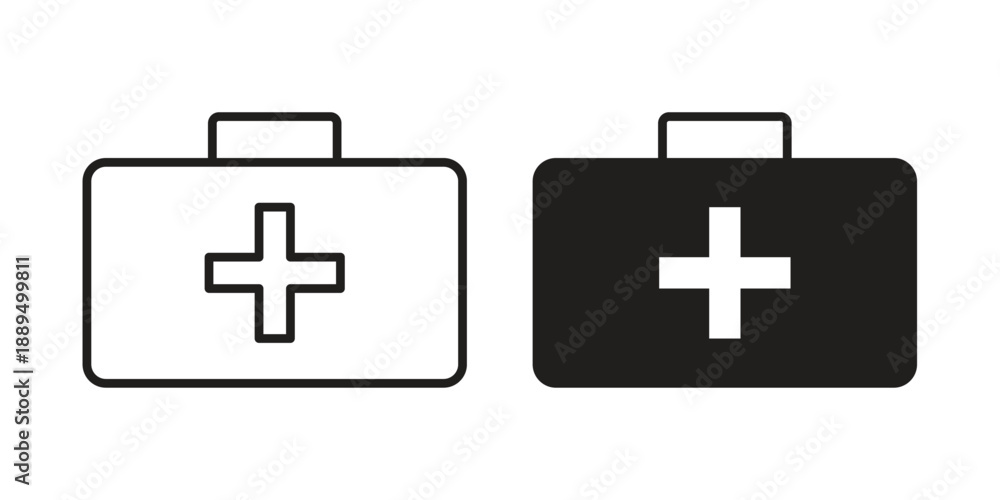 Fototapeta premium Medical kit icon, line symbols on white background. EPS10
