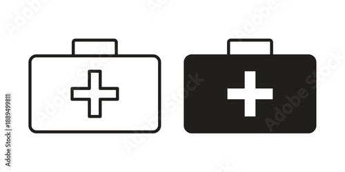Medical kit icon, line symbols on white background. EPS10