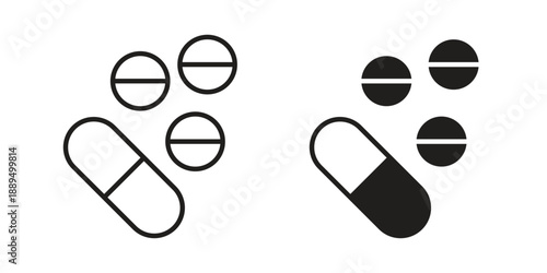 Medicine icon, line symbols on white background. EPS10