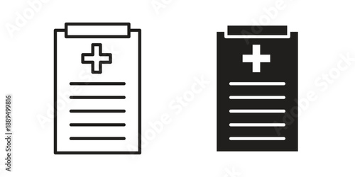 Medical report icon, line symbols on white background. EPS10
