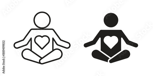 Meditation icon, line symbols on white background. EPS10