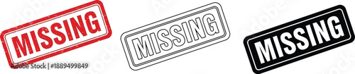 Three missing stamps in red, gray, and black on a white background