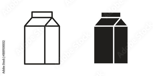 Milk carton icon, line symbols on white background. EPS10