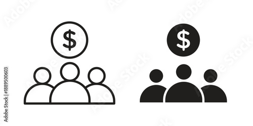 Mutual funds icon, line symbols on white background. EPS10