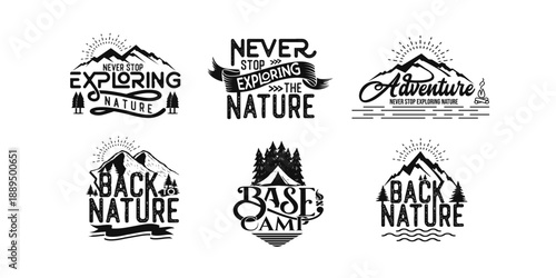 Vintage Adventure Nature lettering Logo Collection – Mountain Camping Outdoor Badge Design