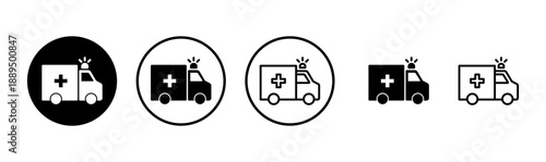 Ambulance icon logo design. ambulance truck sign and symbol. ambulance car