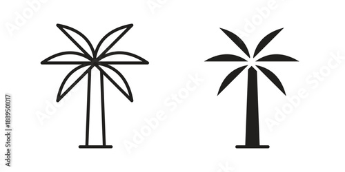 Palm tree icon, line symbols on white background. EPS10