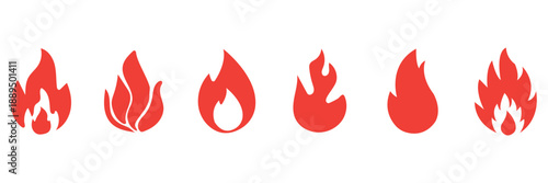 Set of fire, vector silhouettes of fire, silhouette set of flame, set of fire icons, srt of flame icons