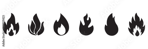 Set of fire, vector silhouettes of fire, silhouette set of flame, set of fire icons, srt of flame icons
