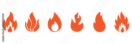 Set of fire, vector silhouettes of fire, silhouette set of flame, set of fire icons, srt of flame icons