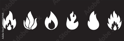 Set of fire, vector silhouettes of fire, silhouette set of flame, set of fire icons, srt of flame icons