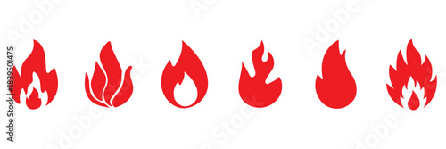 Set of fire, vector silhouettes of fire, silhouette set of flame, set of fire icons, srt of flame icons