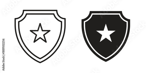 Police badge icon, line symbols on white background. EPS10