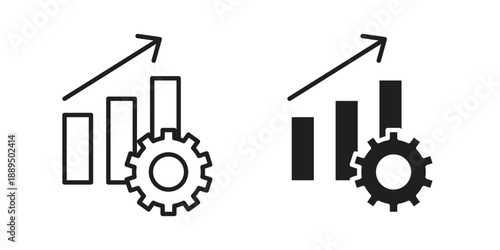 Productivity icon, line symbols on white background. EPS10