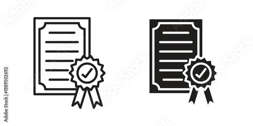 Qualification icon, line symbols on white background. EPS10