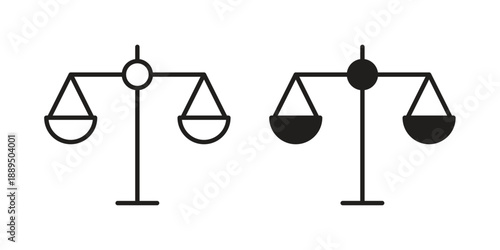 Scales of justice icon, line symbols on white background. EPS10