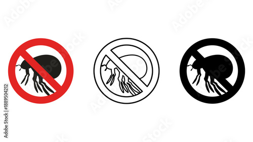 No flea icons on white background for pest control and allergy awareness